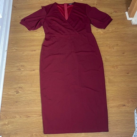 SHEIN Dresses & Skirts - Shein Curve Size 0XL Burgundy Dress Stretchy Brand New Bodycon Fitted